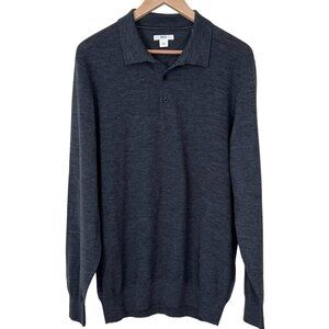 Brax Style Pierre Textured 100% Merino Wool Long Sleeve Polo Sweater Grey XL